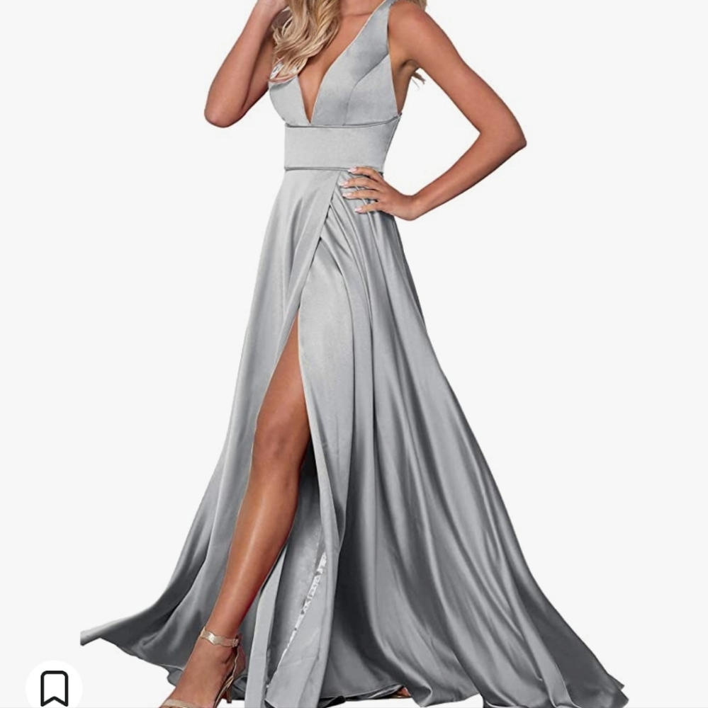Women's Silver Floor Length Ball Gown